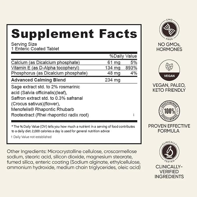 BB Company CalmAgain Menopause Support, Relief & Hormone Balance - Nervousness Relief, Mood Support, Hot Flashes, Night Sw...