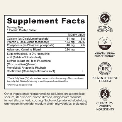BB Company CalmAgain Menopause Support, Relief & Hormone Balance - Nervousness Relief, Mood Support, Hot Flashes, Night Sw...