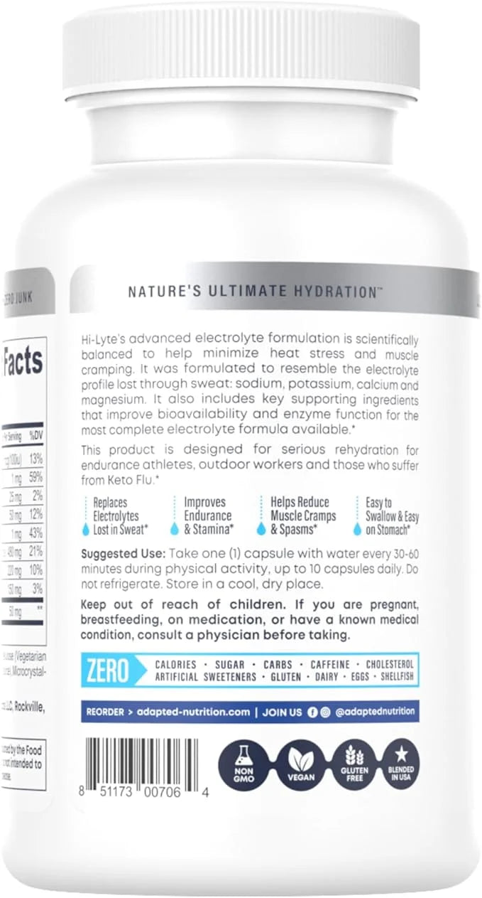 Hi-Lyte Electrolyte Replacement Capsules | Rapid Rehydration Supplement | Vegan & Keto Friendly | Gentle on Stomach | Magn...
