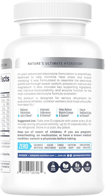 Hi-Lyte Electrolyte Replacement Capsules | Rapid Rehydration Supplement | Vegan & Keto Friendly | Gentle on Stomach | Magn...