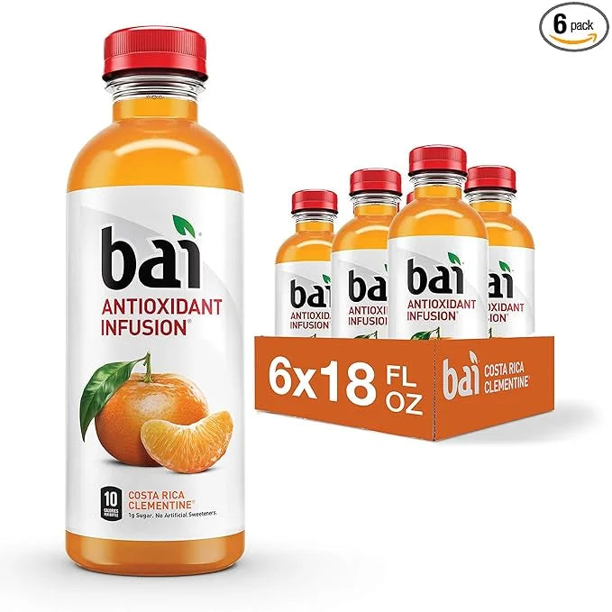 Bai Flavored Water, Costa Rica Clementine, Antioxidant Infused Drinks, 18 Fluid Ounce Bottles, 6 count - Product Image