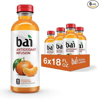 Bai Flavored Water, Costa Rica Clementine, Antioxidant Infused Drinks, 18 Fluid Ounce Bottles, 6 count - Product Image