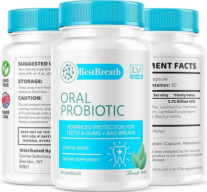 5 Pack - Best Breath - Best Breath Oral Probiotic, Best Breath Probiotic, Best Breath Pills, BestBreath, Best Breathe 150 ...