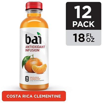 Bai Flavored Water, Costa Rica Clementine, Antioxidant Infused Drinks, 18 Fluid Ounce Bottle (Pack of 12) - Product Image