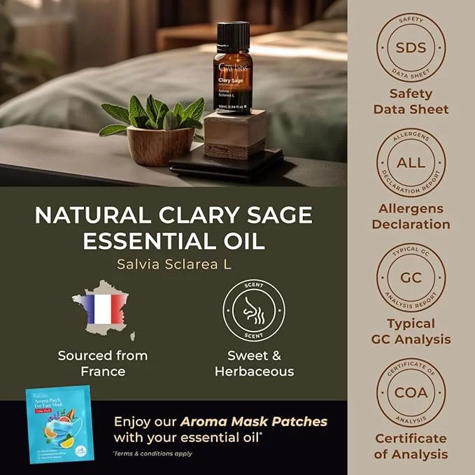 Gya Labs Clary Sage Essential Oil for Diffuser - 0.34 Fl Oz - 100% Pure Natural Clary Sage Oil for Skin, Hair, Aromatherap...