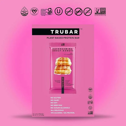 TRUBAR Vegan Protein Bar, Daydreaming About Donuts, Gluten Free, Plant Based Protein, Dairy Free, Non GMO, Soy Free, No Su...