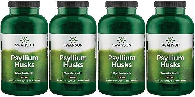 Swanson Psyllium Husk Dietary Fiber Supplement 610 mg 300 Capsules 4 Pack
