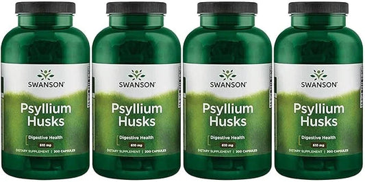 Swanson Psyllium Husk Dietary Fiber Supplement 610 mg 300 Capsules 4 Pack