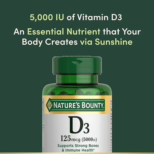Nature's Bounty Vitamin D3, Immune Support, 125 mcg (5000iu), Rapid 240 Ct