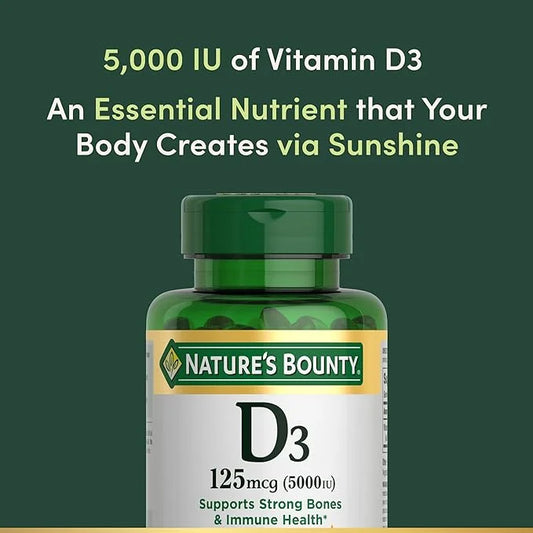 Nature's Bounty Vitamin D3, Immune Support, 125 mcg (5000iu), Rapid 240 Ct