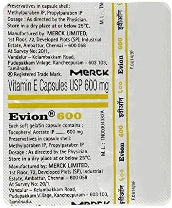50 Evion 600mg Capsules Vitamin E 400mg,Control Hair