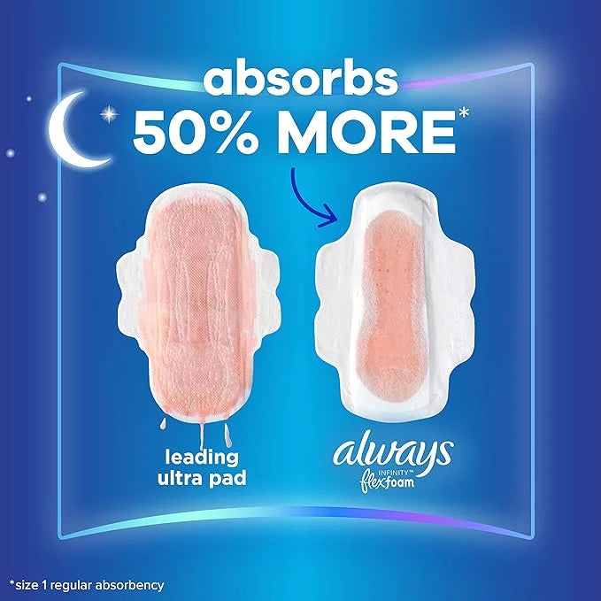 Always Infinity Feminine Pads for Women, 5 Extra 22 Count 3 Packs (66ct Total)
