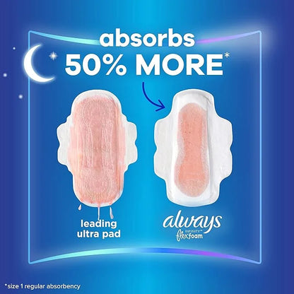 Always Infinity Feminine Pads for Women, 5 Extra 22 Count 3 Packs (66ct Total)