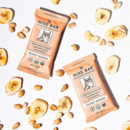Wise Bar Adaptogen Mushroom Nutrition Bars with Reishi, Lions Mane & Ashwagandha, Organic Vegan & Gluten Free Snacks for N...