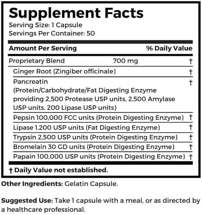 Dr. Clark Digestive Enzymes Supplement, 700mg, 50 Gelatin
