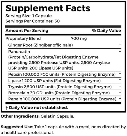 Dr. Clark Digestive Enzymes Supplement, 700mg, 50 Gelatin