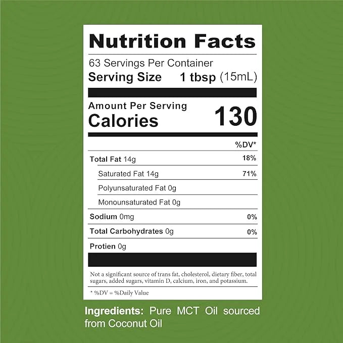 100% Coconut MCT Oil Liquid - MCT Oil C8 C10 for Sustained Mental Energy & Focus Support Great for Smoothies Salads Coffee...