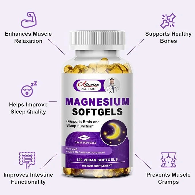 High Absorption Magnesium Glycinate 400mg Softgels 400 mg 100mg Calcium D3 & K2, for