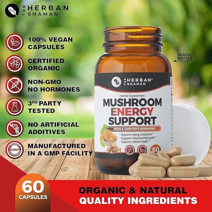 Mushroom Supplement Energy Support CoQ10 + (60 Capsules)