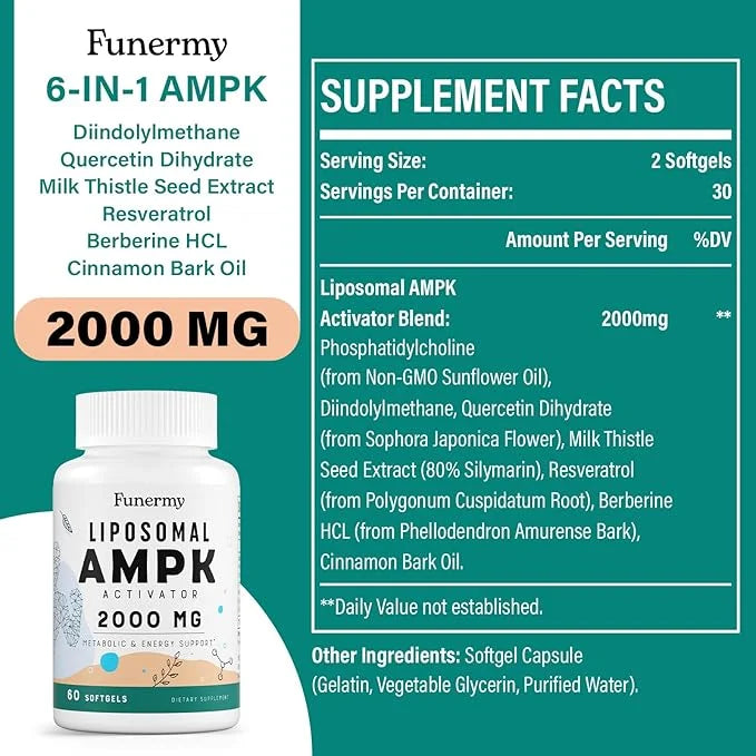 Liposomal AMPK Activator 2000 mg 6-in-1 AMPK 120 Softgels