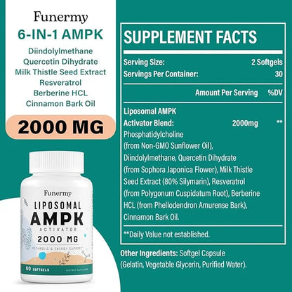 Liposomal AMPK Activator 2000 mg 6-in-1 AMPK 120 Softgels