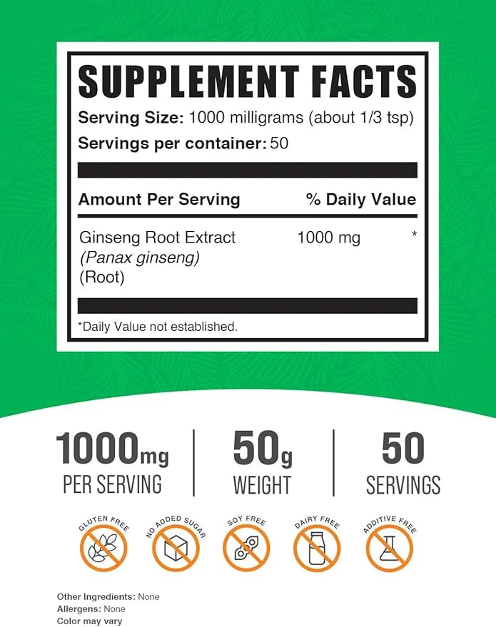 BulkSupplements.com Ginseng Root Extract Powder 1000mg per 50g (1.8 (1.8 oz) 1)