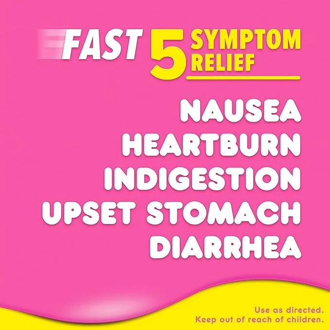 Pepto Bismol Chewable Tablets for Nausea, 5 Symptom 48 ct