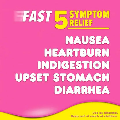 Pepto Bismol Chewable Tablets for Nausea, 5 Symptom 48 ct