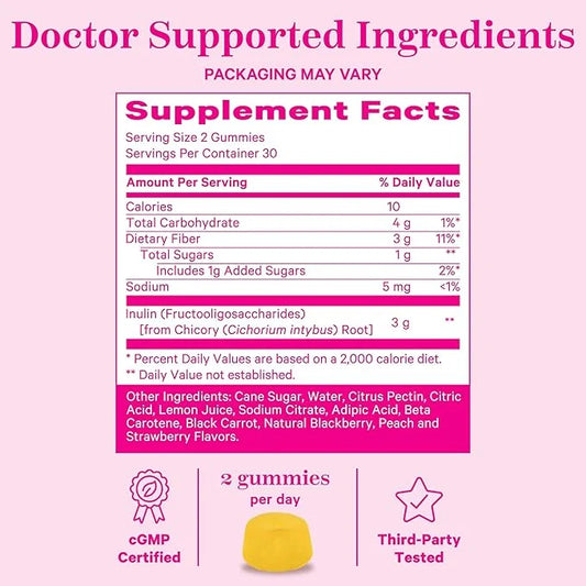 Pink Stork Prenatal Fiber Gummies for Women 3g Prebiotic 60 Vegan