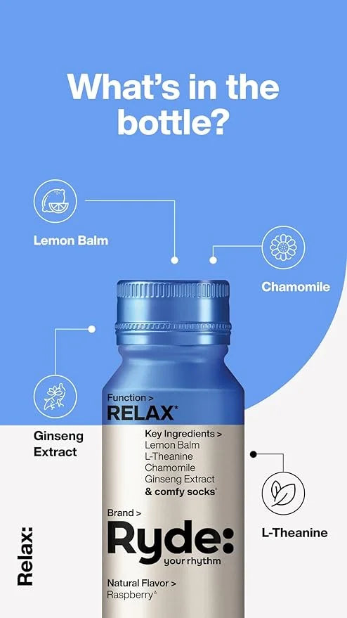 Ryde: Relax Shot 0 Calories, 0 Sugar 2 FL (24 Pack)