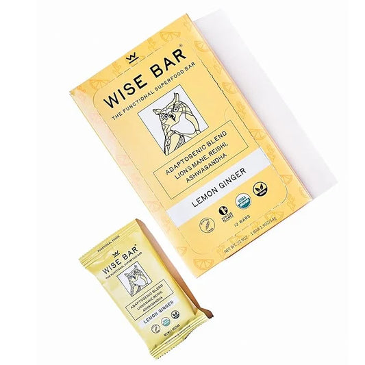 Wise Bar Adaptogen Mushroom Nutrition Bars with Reishi, Lions Mane & Ashwagandha, Organic Vegan & Gluten Free Snacks for N...