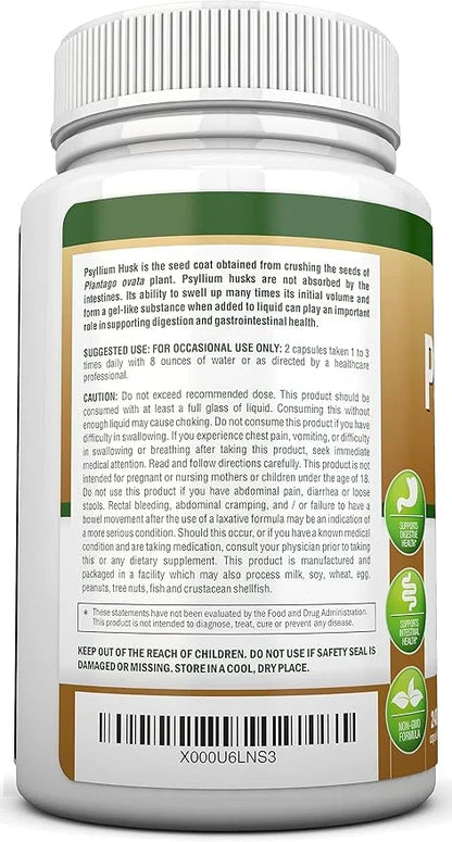 PSYLLIUM HUSK CAPSULES 1450mg Per 240 Capsules 100% Natural