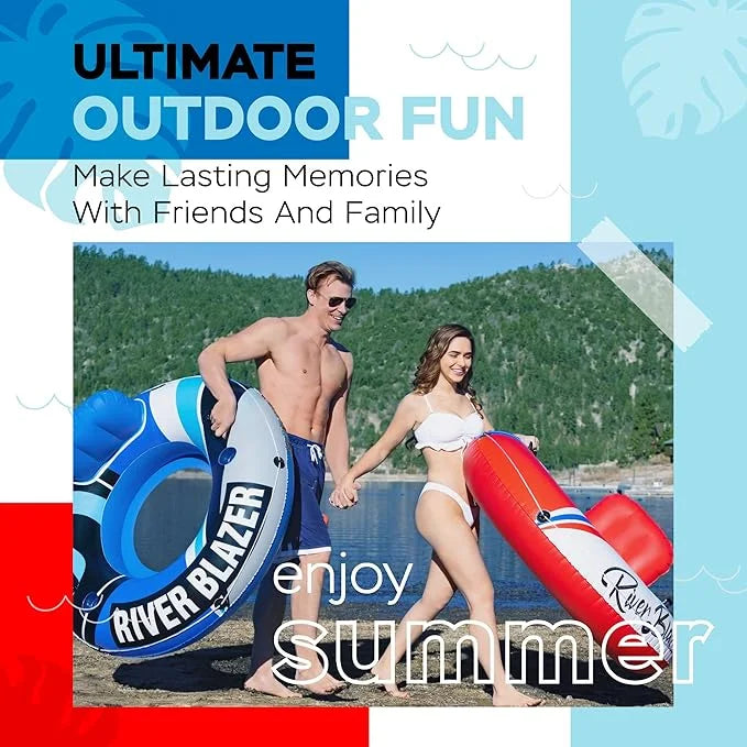 2025 New & Upgraded Sunlite Sports Heavy Duty River Tube Inflatable, Premium Water Float to Lounge Above Lake and River, O...