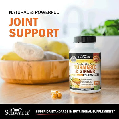 Turmeric Curcumin and Ginger 2000mg 95% Standardized 160 Capsules