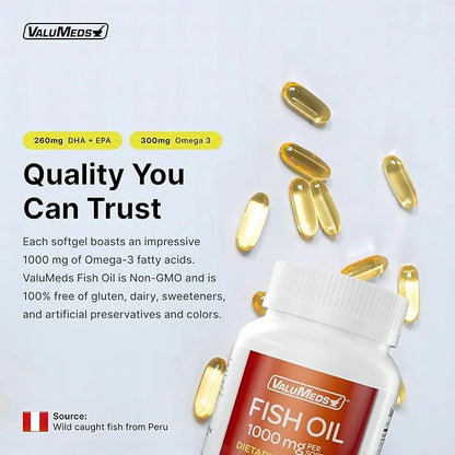 ValuMeds Omega-3 Fish Oil EPA + (145 Count 1), 1000mg 1000mg (260mg (260mg EPA