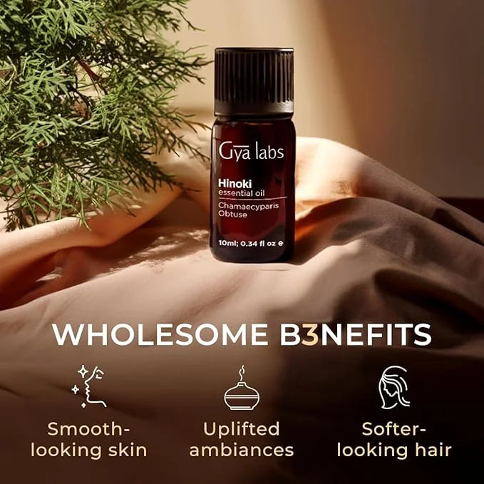 Gya Labs Hinoki Essential Oil for Diffuser & Skin - 0.34 Fl Oz - 100% Pure Natural Hinoki Oil for Hair, Massage, Aromather...