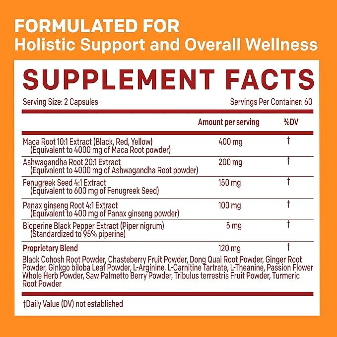 (2-Pack) 19-in-1 Peruvian Maca Root Capsules 9125 mg (240ct)