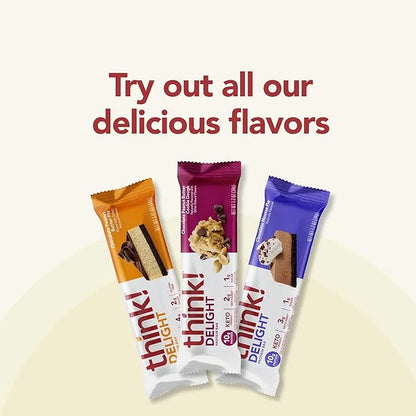 think! Delight, Keto Protein Bars, Healthy Low Carb, Gluten Free Snack - Chocolate Peanut Butter Cookie Dough, 10 Count (P...