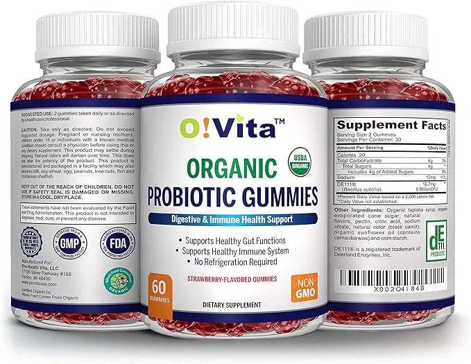 Organic Probiotic Gummies 5 Billion (60 Non-GMO