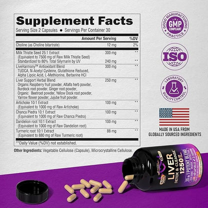 Liver Cleanse Detox & Repair 20 in 1 w/ 80% Silymarin 60 Capsules