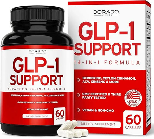 GLP-1 Supplement 14 in 1 Formula (GLP1 Supplement with Berberine, ACV, Chromium, Ceylon Cinnamon, Turmeric & More) Support...