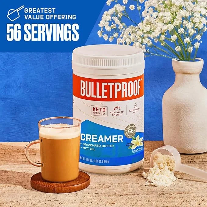 Bulletproof French Vanilla Creamer, 29.6 Ounces, Keto Coffee Creamer with MCT Oil and Grass-Fed Butter, Value Offering, Pa...