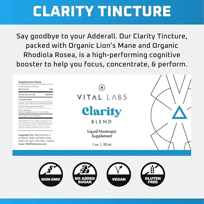Clarity Tincture - Organic Lions Mane