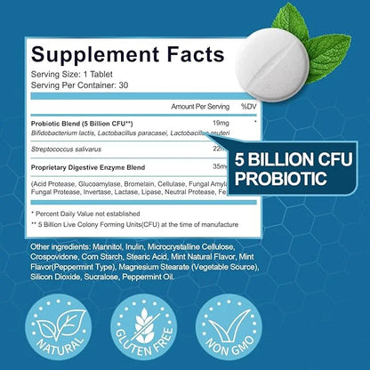 Oral Probiotics for Mouth Bad Breath Treatment for Adults, Chewable Oral Care Probiotic, Dental Probiotics for Gums and Te...