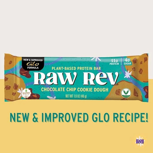 Vegan Protein Bars Chocolate Chip Cookie Dough with Low Sugar High Protein, 11g Protein, 4g Sugar, 11g Fiber, Keto, Plant ...
