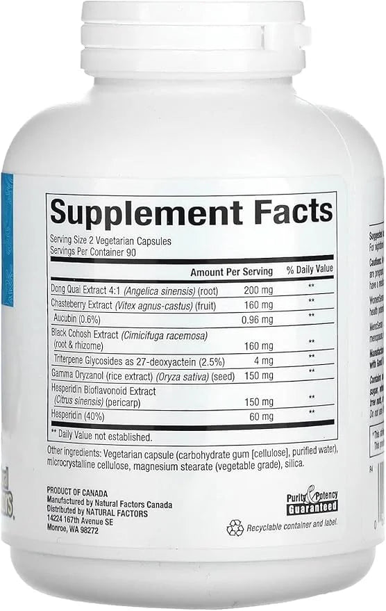WomenSense MenoSense by Natural Factors, Natural Supplement to Help Improve Menopause Symptoms, Vegan, Non-GMO, 180 Capsul...