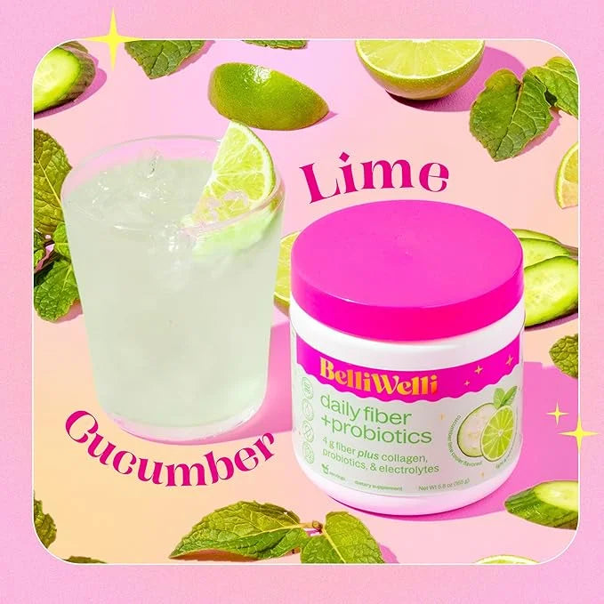 Daily Fiber Supplement with Added Collagen, Probiotics and Electrolytes | Supports Digestive Health and Regularity | Cucum...