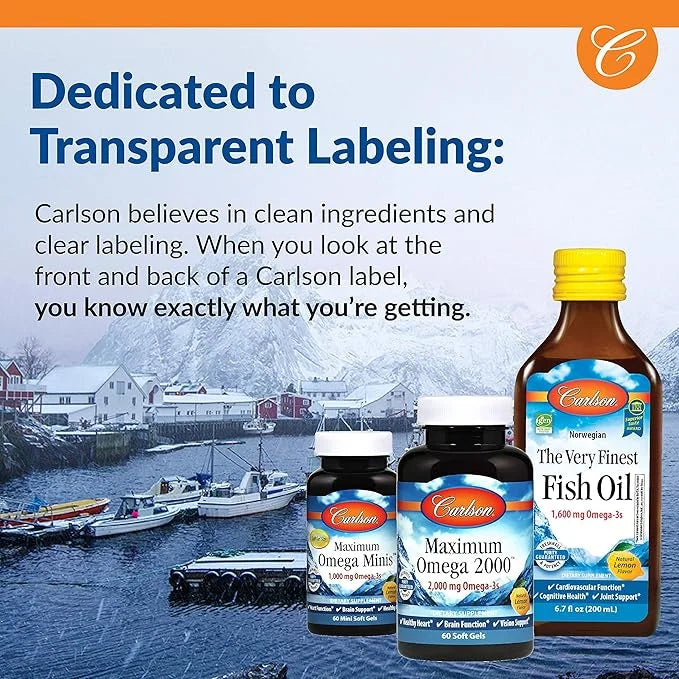 Carlson - MCT & Omega-3, Coconut Oil, Caprylic & Capric Acids, EPA & DHA, Energy Production, Fat Metabolism & Brain Health...