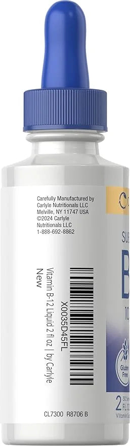 Carlyle Vitamin B12 Sublingual | 10,000mcg | 2 fl oz | Vegetarian, Non-GMO, Gluten Free Liquid Drops - Product Image
