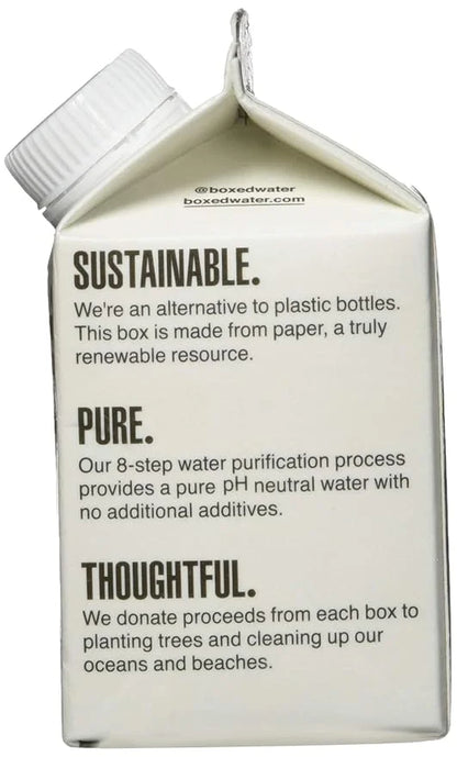 Boxed Water 8.5 oz. (Single Unit) – Purified Drinking Water in 92% Plant-Based Boxes, 100% Recyclable, BPA-Free, Refillabl...